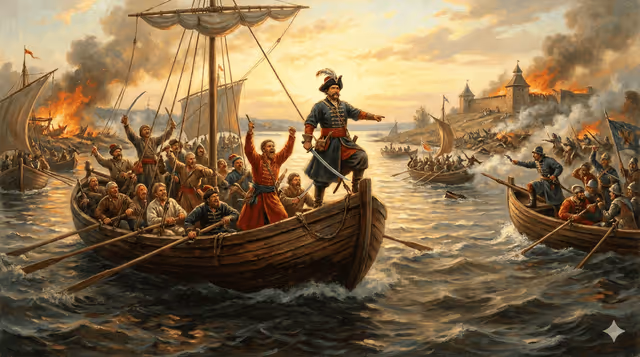 The Stenka Razin revolt on the Volga (1670–1671)