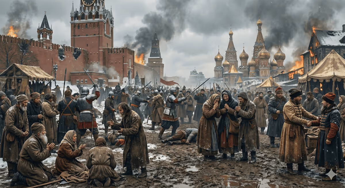 Illustration : The Time of Troubles in Russia (1598–1613): false tsars, famine and invasions