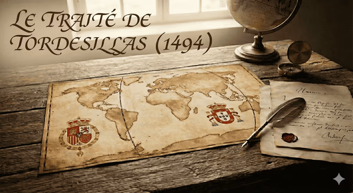 Illustration : Le Traité de Tordesillas (1494)