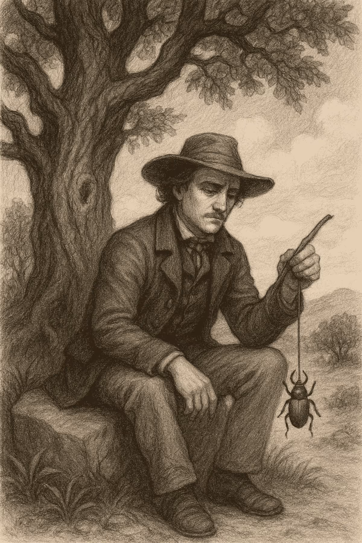 Illustration de la nouvelle Le Scarabée d'Or de Edgar Allan Poe