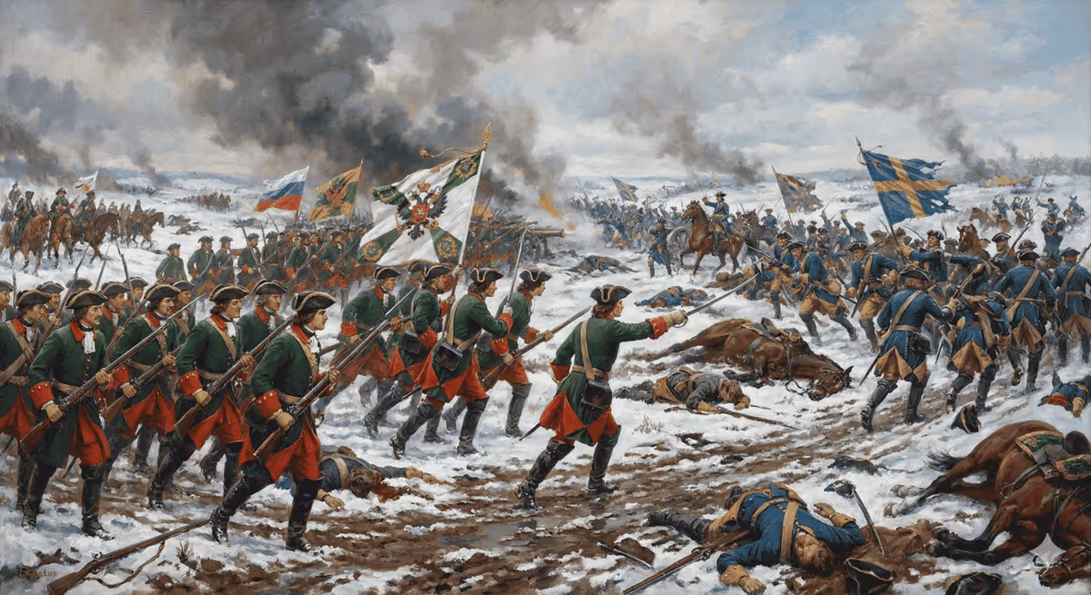 Illustration : La guerre du Nord (1700-1721) : victoire de Pierre le Grand